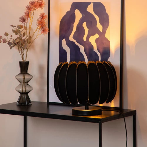 Lucide SPENCER - Lampe de table - Ø 30 cm - 1xE27 - Noir - ambiance 1
